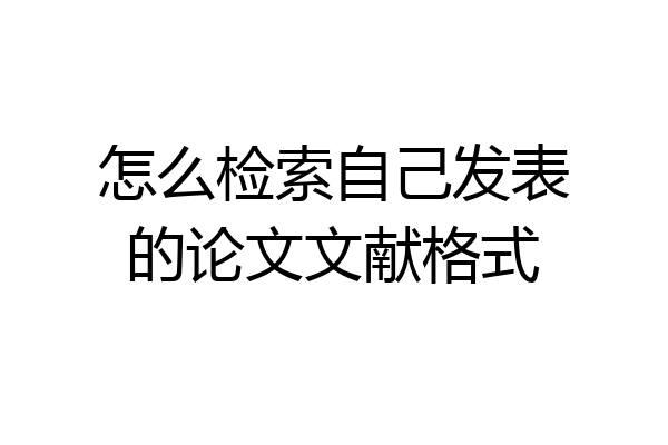 怎么检索自己发表的论文文献格式