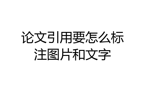 论文引用要怎么标注图片和文字