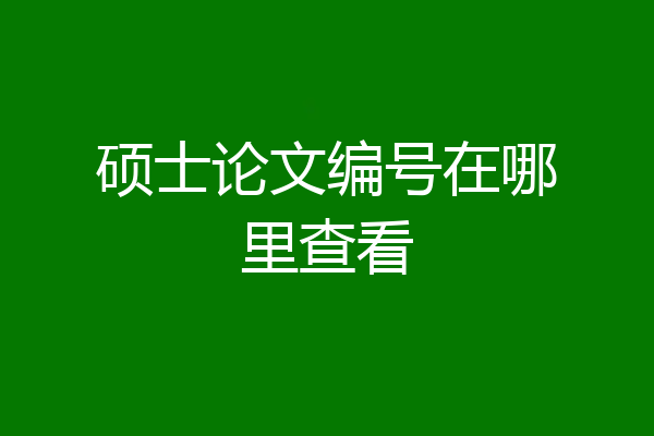 硕士论文编号在哪里查看