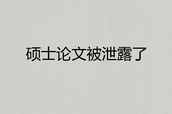 硕士论文被泄露了