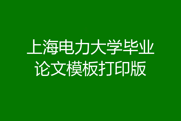 上海电力大学毕业论文模板打印版