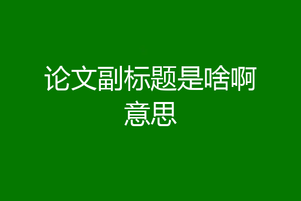 论文副标题是啥啊意思