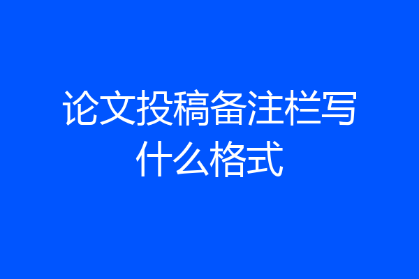 论文投稿备注栏写什么格式