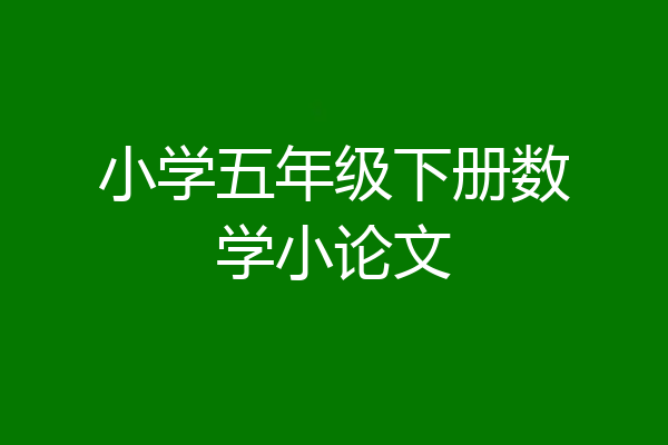 小学五年级下册数学小论文