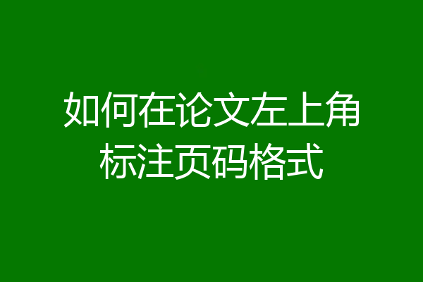 如何在论文左上角标注页码格式