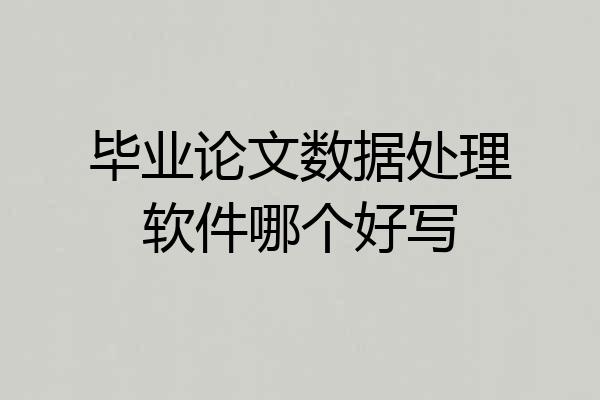 毕业论文数据处理软件哪个好写