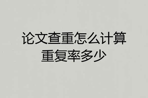 论文查重怎么计算重复率多少
