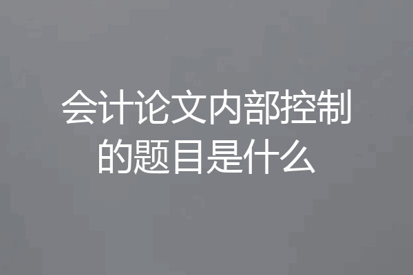 会计论文内部控制的题目是什么