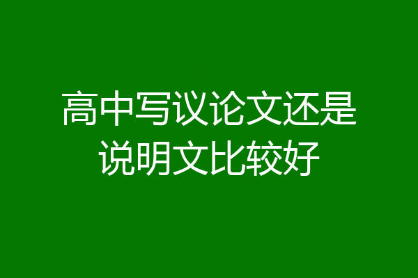 高中写议论文还是说明文比较好