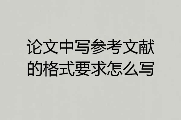 论文中写参考文献的格式要求怎么写