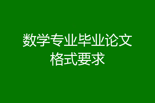 数学专业毕业论文格式要求