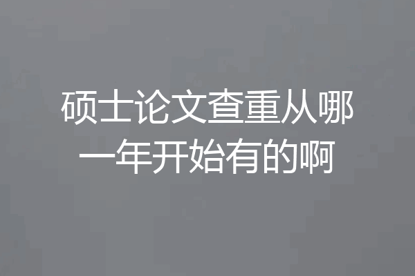 硕士论文查重从哪一年开始有的啊