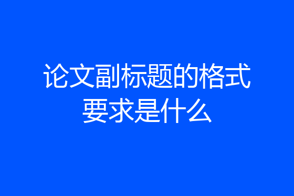 论文副标题的格式要求是什么