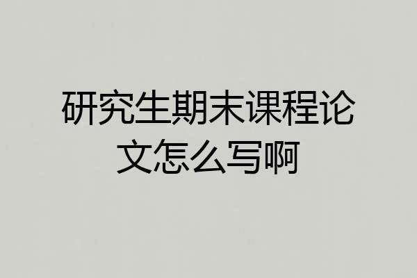 研究生期末课程论文怎么写啊