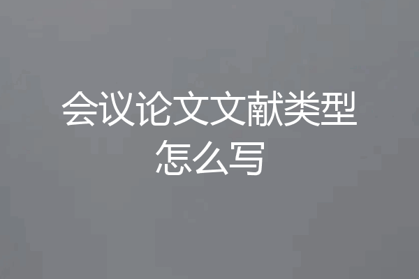 会议论文文献类型怎么写
