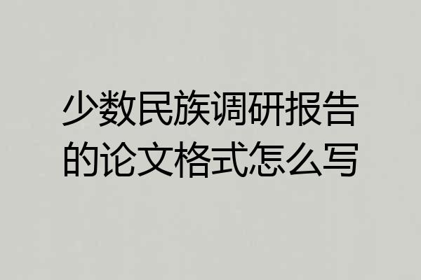 少数民族调研报告的论文格式怎么写