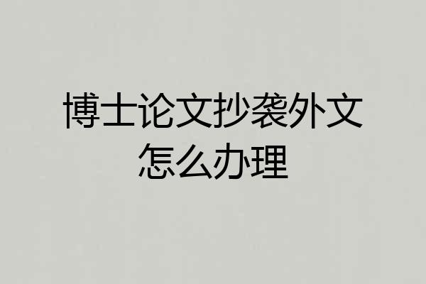 博士论文抄袭外文怎么办理