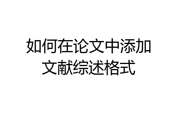 如何在论文中添加文献综述格式
