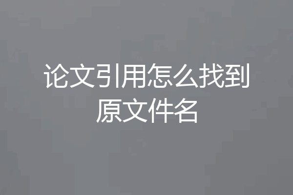 论文引用怎么找到原文件名