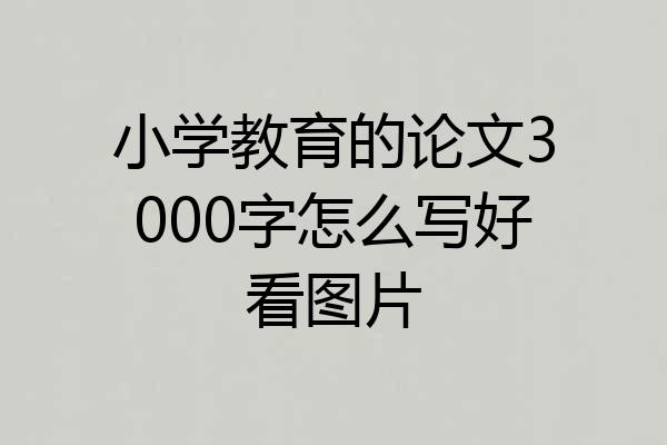 小学教育的论文3000字怎么写好看图片