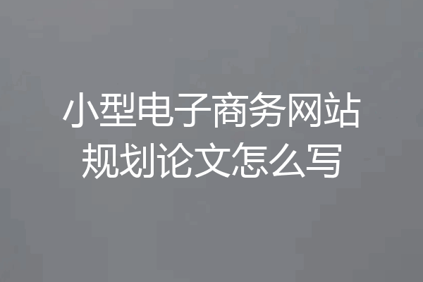 小型电子商务网站规划论文怎么写