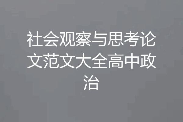 社会观察与思考论文范文大全高中政治