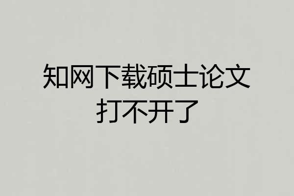 知网下载硕士论文打不开了