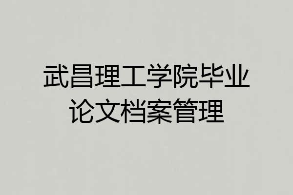 武昌理工学院毕业论文档案管理