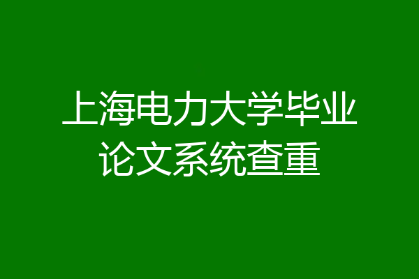 上海电力大学毕业论文系统查重