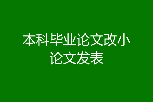 本科毕业论文改小论文发表