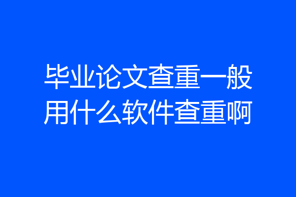 毕业论文查重一般用什么软件查重啊