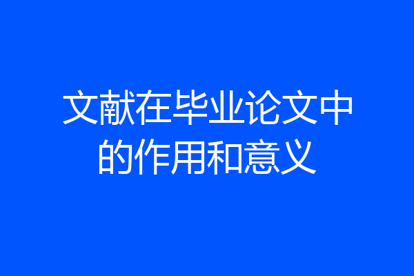 文献在毕业论文中的作用和意义