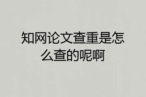 知网论文查重是怎么查的呢啊