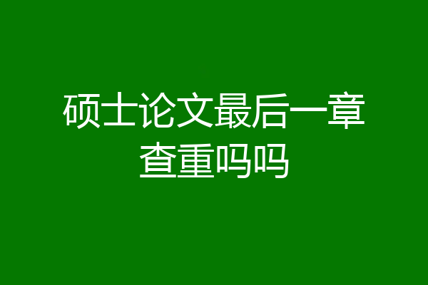 硕士论文最后一章查重吗吗