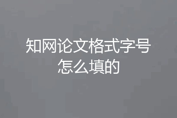 知网论文格式字号怎么填的