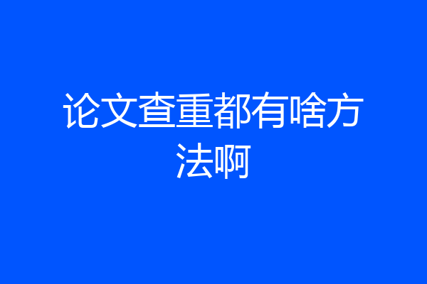 论文查重都有啥方法啊
