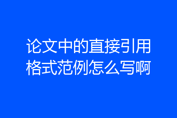 论文中的直接引用格式范例怎么写啊