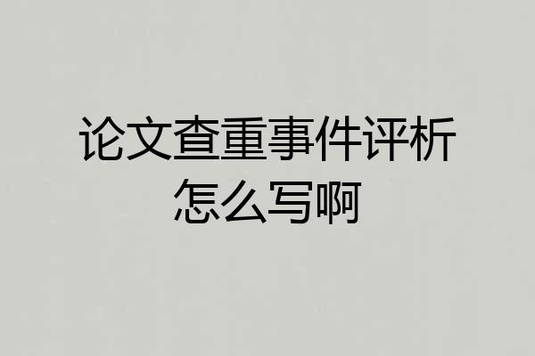 论文查重事件评析怎么写啊