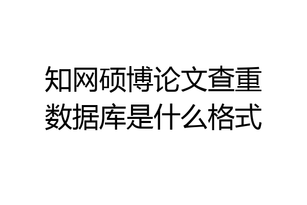 知网硕博论文查重数据库是什么格式