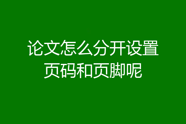 论文怎么分开设置页码和页脚呢