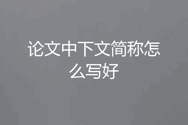 论文中下文简称怎么写好