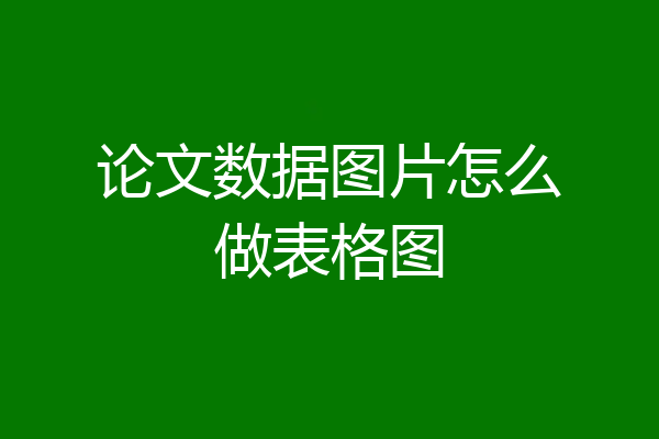 论文数据图片怎么做表格图