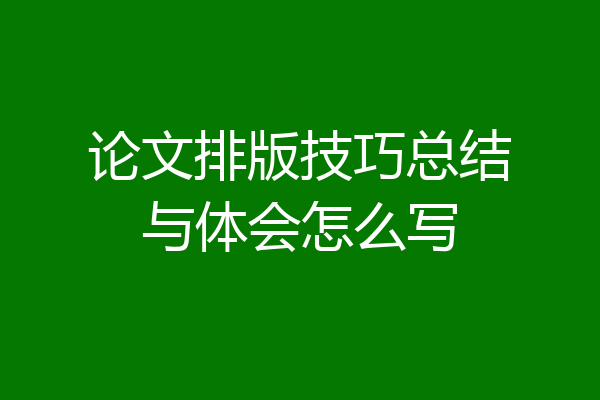 论文排版技巧总结与体会怎么写