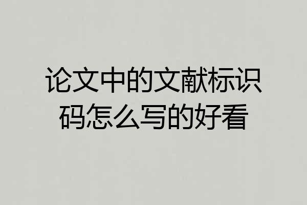 论文中的文献标识码怎么写的好看