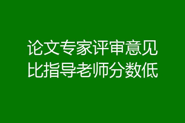 论文专家评审意见比指导老师分数低