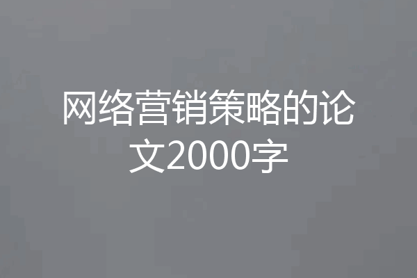 网络营销策略的论文2000字