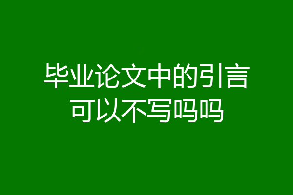 毕业论文中的引言可以不写吗吗