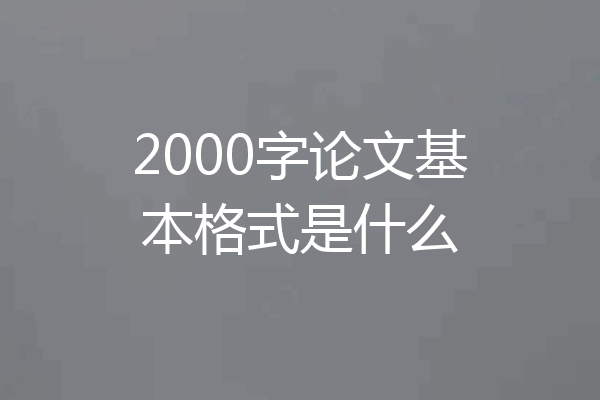 2000字论文基本格式是什么