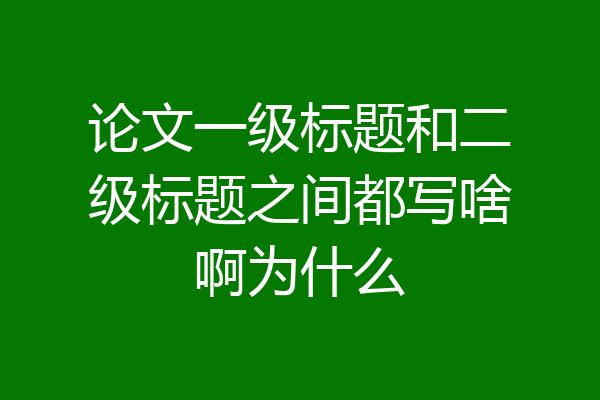 论文一级标题和二级标题之间都写啥啊为什么