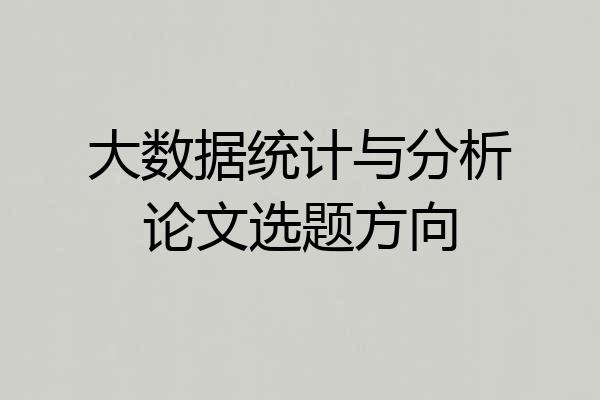 大数据统计与分析论文选题方向